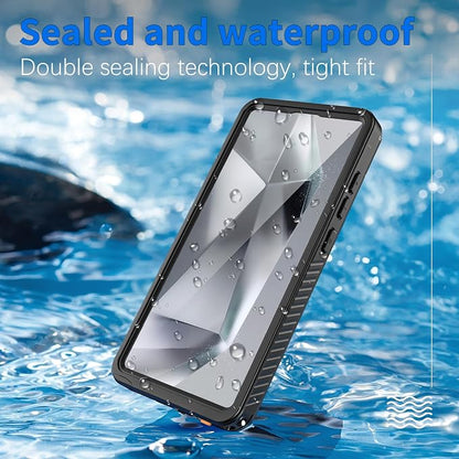 Omio Compatible with Samsung Galaxy S25 Ultra Waterproof Case, Full Body IP68 Waterproof Dustproof Underwater Case Built-in Lens & Screen Protector Military Grade Shockproof Case for Men Women, Black