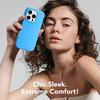 GONEZ Magnetic for iPhone 16 Pro Case, Compatible with MagSafe, [Screen Protector + Camera Lens Protector], Silicone Shockproof Anti-Scratch Protective Phone Case 6.3 inch, Wave Blue