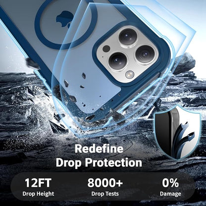 jaroco Magnetic for iPhone 15 Pro Case, [Compatible with MagSafe][Military Grade Drop Protection][Heavy Duty Protection][Non-Slip][Shockproof] 2-Layer Durable Bumper Phone Case 6.1''-Deep Blue