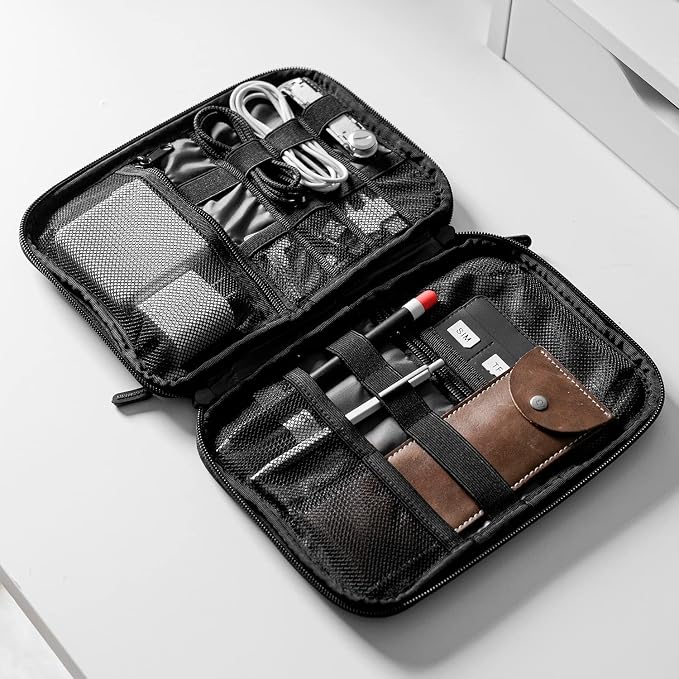 BAGSMART Large Electronic Organizer Travel Case for Tech Accessories, Black | Tech Accessories, Cord Storage, For Phone, Power Bank, SD Card, Cables
