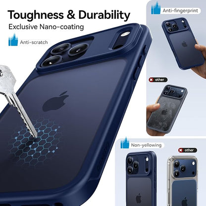 CASEKOO Armor Shockproof Designed for iPhone 17 Pro Max Case [16FT Military Grade Protection] Matte Finish Protective Phone Case Anti-Fingerprint Thin Slim Hard Cover for iPhone 17 Pro Max - Deep Blue