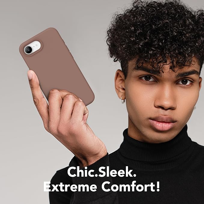 Magnetic for iPhone 17e/iPhone 16e Case, Compatible with MagSafe, [Soft Anti-Scratch Microfiber Lining] Slim Silicone Shockproof Protective Phone Case for iPhone 17e/16e 6.1", Brown