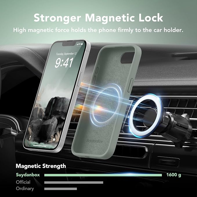 Magnetic for iPhone 17e/iPhone 16e Case, Compatible with MagSafe, [Soft Anti-Scratch Microfiber Lining] Slim Silicone Shockproof Protective Phone Case for iPhone 17e/16e 6.1", Calke Green
