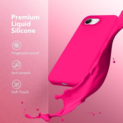 Magnetic for iPhone 17e/iPhone 16e Case, Compatible with MagSafe, [Soft Anti-Scratch Microfiber Lining] Slim Silicone Shockproof Protective Phone Case for iPhone 17e/16e 6.1", Hot Pink