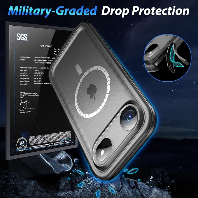 SPORTLINK for iPhone Air Case, IP68 Waterproof Military Protective Full Body Heavy Duty Shockproof 360 Sealed Dustproof with Camera Screen Protector Phone Cover for iPhone Air 6.5" M/Black