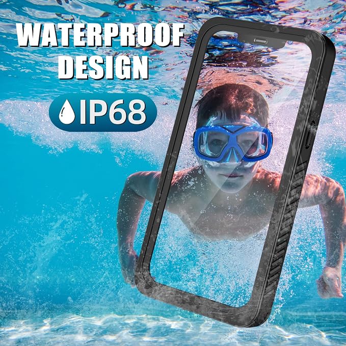 WIFORT Magnetic for iPhone 12 Waterproof Case - [Certified Water Proof & Military Protection] with [Built-in Screen Protector], Full Body Shockproof Phone Case Cover for iPhone 12 6.1"