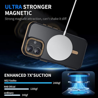 Strong Magnetic for iPhone 17 case [10Ft Military-Grade Protection] Compatible with fit MagSafe Shockproof Slim Thin Cover case for iPhone 17 6.3 inch, Desert Brown Bumper