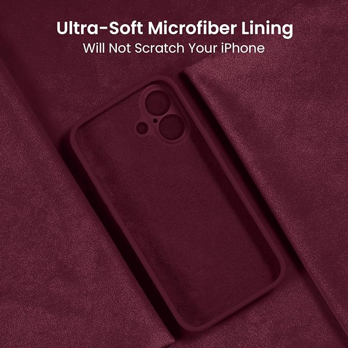 FireNova Designed for iPhone 16 Case, Silicone Upgraded [Camera Protection] Phone Case, Soft Anti-Scratch Microfiber Lining Inside, 6.1 inch, Plum