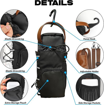 Magnetic Gym Bag for Men and Women, Magnetic Water Bottle Holder for Gym, Small Gym Bag, Gym Gifts for Women and Men (Black-brown, <40 OZ)