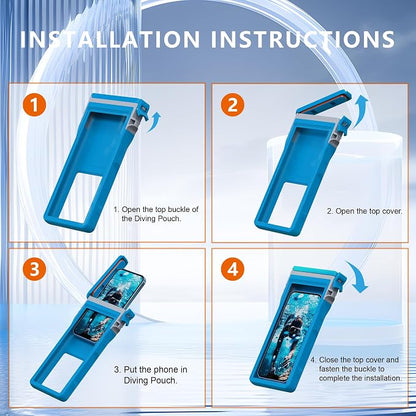 GOLDJU Waterproof Phone Case, Underwater Diving Phone Case for Snorkeling,IPX8 Waterproof Phone Pouch with Lanyard for Apple iPhone，Samsung,and up to 7.0",Beach Cruise Ship Travel Essentials -Blue