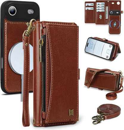 Wallet Case for iPhone Air with Card Holder/Crossbody Wallet/Strap,[RFID Blocking][Magnetic] PU Leather Phone Case for iPhone Air,6.5 in,Brown