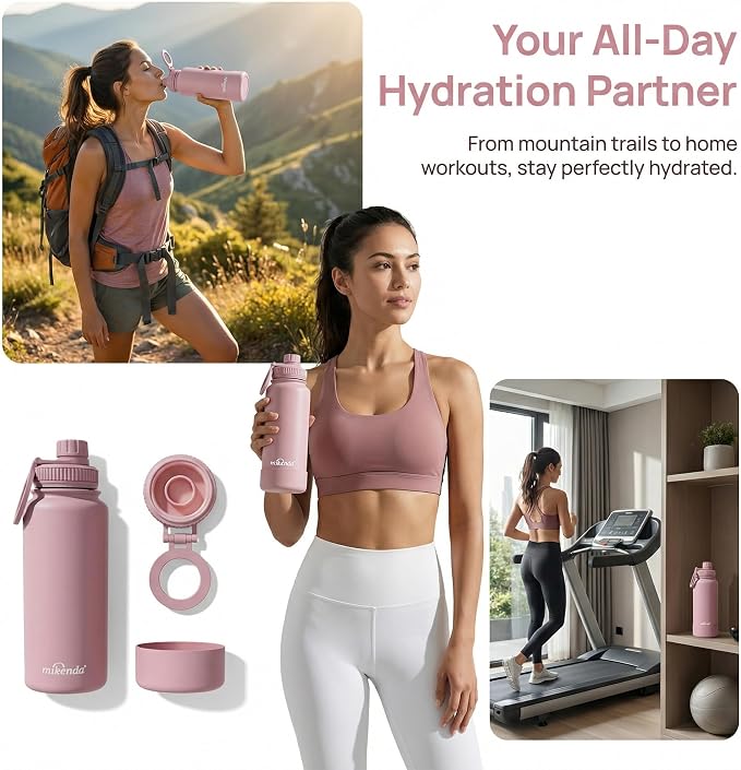 32oz Insulated Tumbler with Magnetic Phone Holder, Gym Water Bottle | Leak Proof Lid, 24hr Cold & 12hr Hot, Non-Slip Base | Travel Mug, Reusable & Eco-Friendly (light pink, 32, ounces)