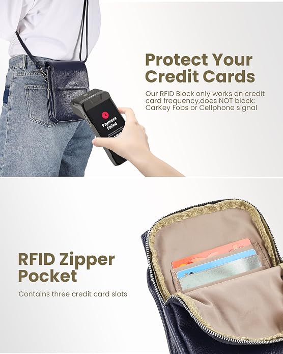 befen Genuine Leather Small Crossbody Bags for Women, Cell Phone Cross body Purse Bag with RFID Blocking Card Slots
