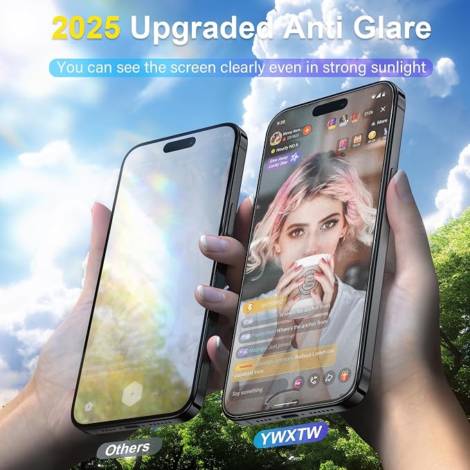 YWXTW 2 Pack Matte Screen Protector for iPhone 14 Pro Max 6.9 Inch + 1 Set Camera Lens Protector, Anti Glare Anti Fingerprint 14 Pro Max Glass Screen Protector, Bubble Free, Smooth as Silk