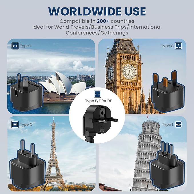 Mapambo 2000W Voltage Converter US to Europe, 7 in 1 Converter for European Travel for Hair Dryer, Kettles, Coffee Makers and etc. 220v to 110v Converter for International Travels (Matt Black)