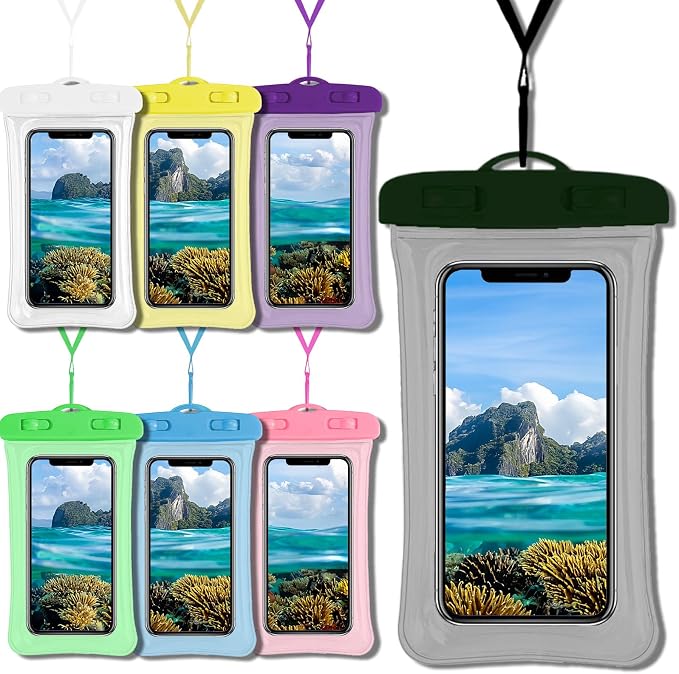 Gartmost 7 Pcs Waterproof Phone Pouch, Universal IPX8 Floating Waterproof Cell Phone Case Dry Bag, Compatible with Most Cell Phone on Market, Waterproof Phone Protector for Beach Swimming