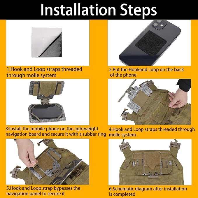 Tactical Phone Holder,Plate Carrier Phone Mount Not Block the Phone Camera Molle Phone Holder for Hunting,Duty,Hiking