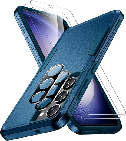 SPIDERCASE Designed for Samsung Galaxy S23 Case, [10 FT Military Grade Drop Protection], 2 Pack [Tempered Glass Screen Protector+Camera Lens Protector] Heavy Duty Shockproof Case, Sea Blue