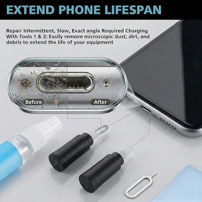 Cleaner Kit for AirPod,Multi-Tool iPhone Cleaning Kit,Cell Phone Cleaning Repair & Recovery for iPhone & iPad(Type C)Charging Port,Lightning Cables&Connectors,Easy to Store & Carry Design,Black