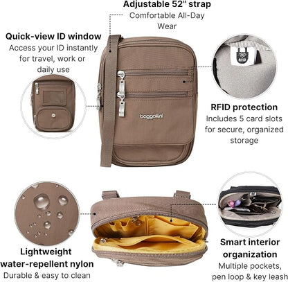 Baggallini Journey Crossbody Bags for Women 9x6 Small Lightweight Travel Handbag W/RFID