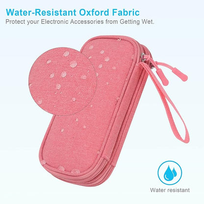 Lacdo Electronic Organizer, Travel Cable Organizer Bag Pouch Tech Electronic Accessories Carry Case Portable Double Layers Charger Case for Cable, Cords, Charger, Phone, Power Bank, Earphone, Pink