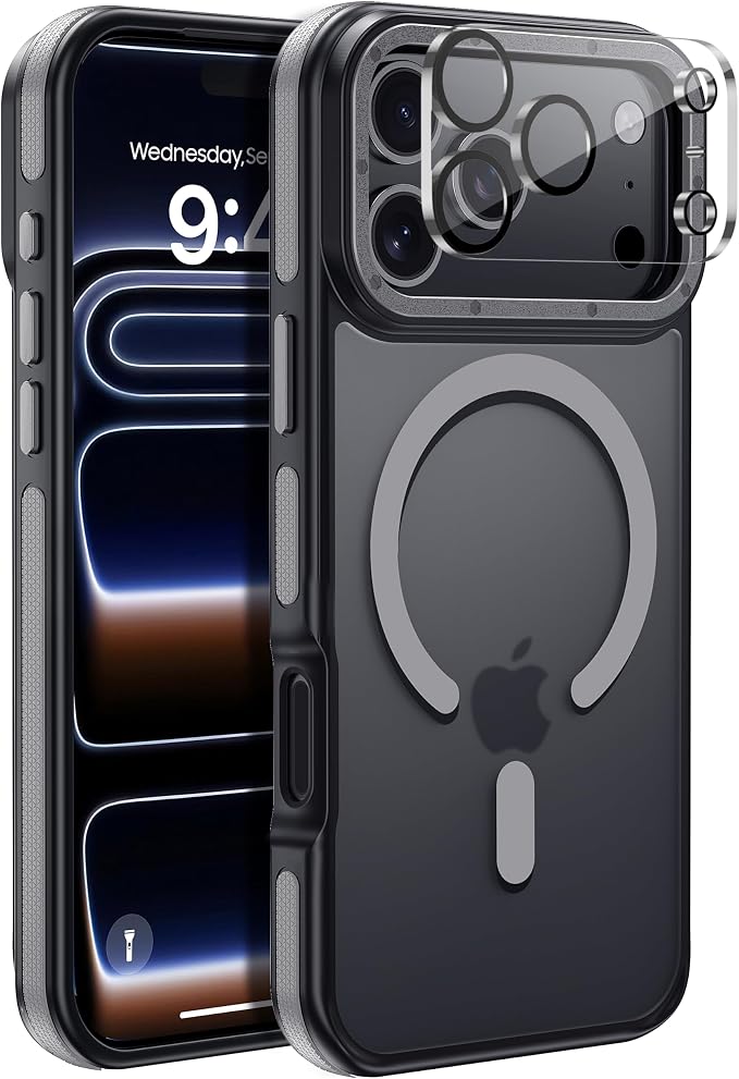 for iPhone 17 Pro Max case with Camera Lens Protector [10Ft Military-Grade Protection] Compatible with fit MagSafe Shockproof Cover Phone case for iPhone 17 Pro max 6.9 inch, Gray Bumper