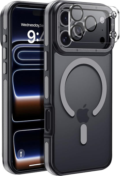 for iPhone 17 Pro Max case with Camera Lens Protector [10Ft Military-Grade Protection] Compatible with fit MagSafe Shockproof Cover Phone case for iPhone 17 Pro max 6.9 inch, Gray Bumper