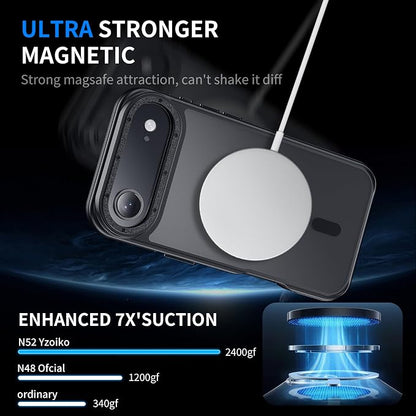 Magnetic for iPhone Air case, with Camera Lens Protector [10Ft Military-Grade Protection] Compatible with fit MagSafe Slim case for iPhone 17 Air 6.5 inch, Black Bumper