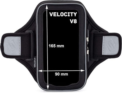 Sporteer Velocity V8 Running Armband - Fits Large Cases - Slim No-Bounce Holder for iPhone 17/16/15 Pro Max & Plus, Galaxy S26+/S25+, Pixel 10 Pro XL - Large-Format Modular Fitness Case