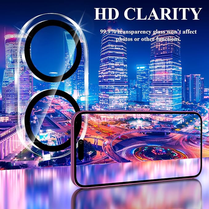 YWXTW [5 Pack Designed for iPhone 16 Camera Lens Protector, for iPhone 16 Plus Camera Lens Protector, Night Shooting Mode, Anti Scratch HD Clear 9H Hardness Tempered Glass