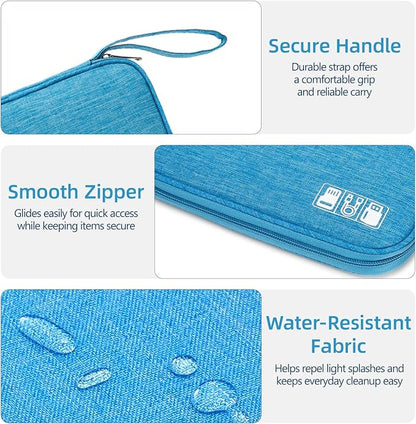Cord Organizer Travel Case, Cable Organizer Bag for Chargers, USB Cables, Power Bank & Electronics Accessories, Portable Tech Organizer Pouch with Mesh Pockets, Water Resistant Travel Gear Bag