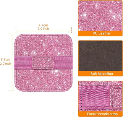 Fintie Screen Cleaning Pad, [4 Pack] Soft Cloth Wipes Screen Cleaner with Elastic Strap for iPad, iPhone, MacBook, Tablets, Laptop (Glitter Pink/Black)
