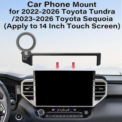 Car Phone Holder for 2022-2026 Toyota Tundra/2023 2024 2025 2026 Sequoia Accessories Apply to 14 Inch Touch Screen Fixed Clip Magnetic Cell Phone Mount Hands-Free 360 Degree Rotation