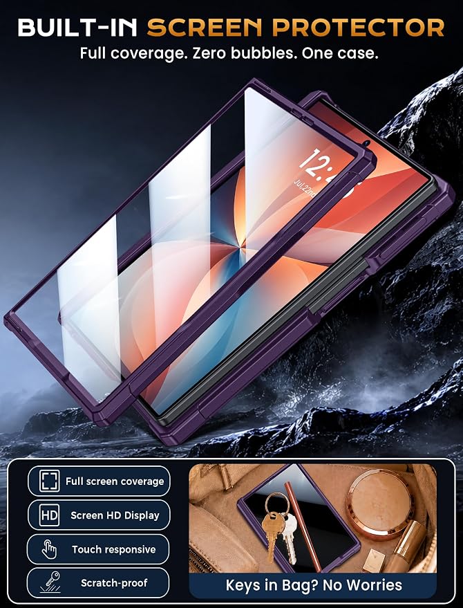 Protective Case for Samsung Galaxy Z Fold 8 5G 2026, Magnetic MagSafe Compatible, Full Hinge Protection, Dual Angle Kickstand, Shockproof Anti-Scratch TPU+PC Phone Cover Purple