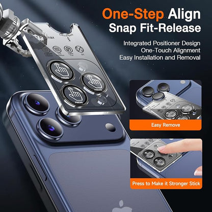 LK for iPhone 17 Pro/17 Pro Max Camera Lens Protector [Top 9H+ Military Grade Shatterproof] One-Click Installation, Ultra-Tough HD, Individual Lens Protectors Scratch-resistant, Deep Blue