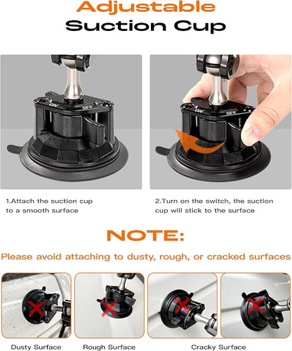 chubbycable ChubbyGrip Car Phone Holder 360° Adjustable Cell Phone Car Mount Ultra-Durable Metal Car Phone Mount for Windshield, Suction Cup Phone Mount for iPhone Samsung All Smartphone, Clamp