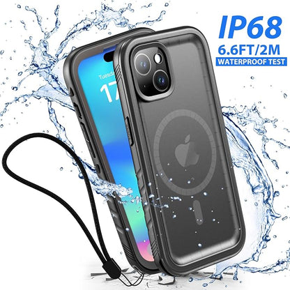 SPORTLINK for iPhone 15 Case - IP68 Waterproof Military Protective Full Body Heavy Duty Shockproof 360 Sealed Dustproof with Camera Screen Protector Phone Cover for i Phone 15 6.1" Mag/Black