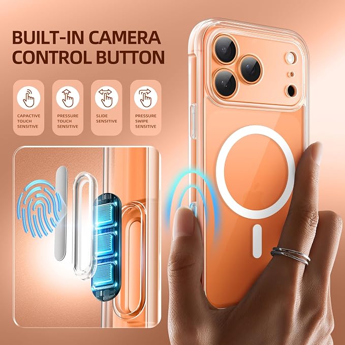BERFY for iPhone 17 Pro Case, Compatible with MagSafe, Built-in Glass Screen Protector, Camera Protection, Shockproof Full Body Phone case 6.3", Clear