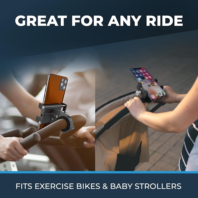 Roam Universal Cell Phone Holder Mount, Adjustable Fit for Smartphones 2" - 3.8" Wide, 7" L x 0.5" H, Hands Free Navigation System for Motorcycle eBike Dirt Bike Road Bike Cruiser Moped Scooter