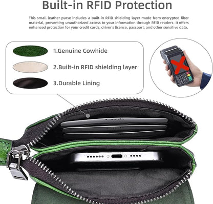 Iswee Leather Crossbody Bags for Women RFID Blocking Cell Phone Purse Small Anti-Theft Zippered with Card slots