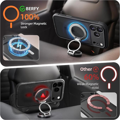 BERFY for iPhone 17 Pro Max Case, Compatible with MagSafe, Built-in Privacy Screen Protector, Camera Protection, Shockproof Full Body Phone Case 6.9", Clear Black