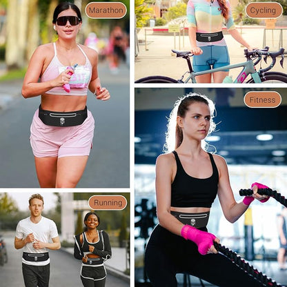 Skull Running Belt Waist Fanny Pack Phone Holder for Women, Waterproof Reflective Running Pack for Men Black Skull Jogging Pouch Adjustable,Horror Grim Reaper Wallet Holder for Hiking Cycling Workout