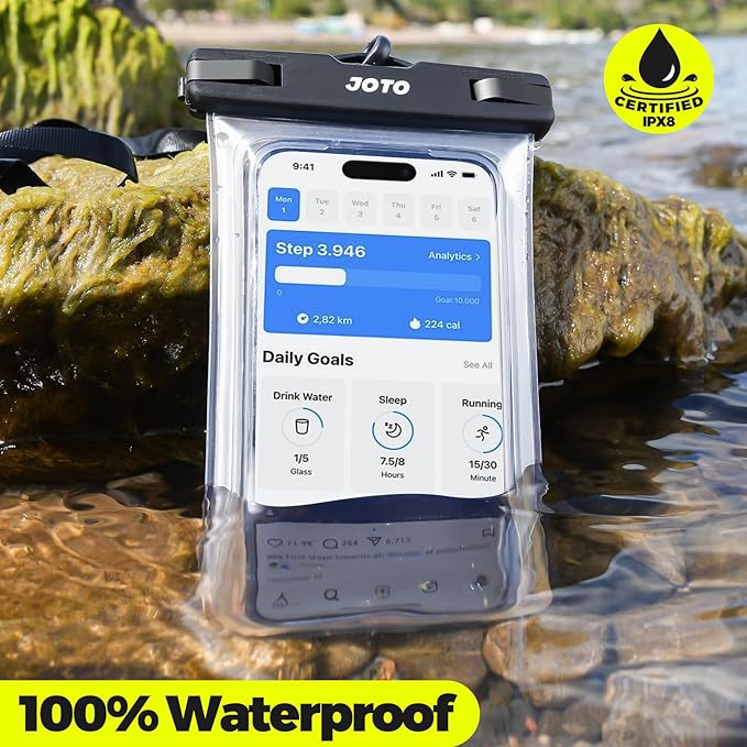 JOTO 2 Pack Waterproof Phone Pouch Case Up to 7", IPX8 Underwater Phone Case Cellphone Dry Bag for iPhone 17/Air 16 15 14 13 12 Pro Max Xs Max XR X 8 7 6S Plus SE/Galaxy S24 S23 S22 -Clear