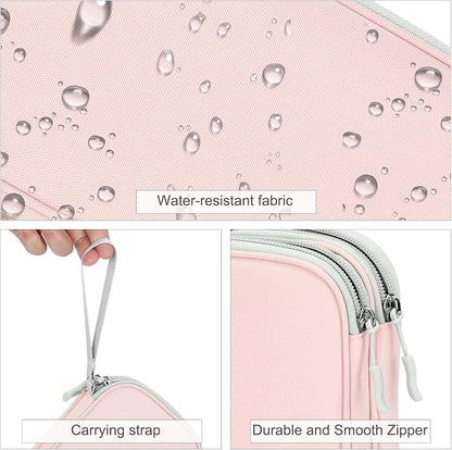 FYY Electronic Organizer, Travel Cable Organizer Bag Pouch Electronic Accessories Carry Case Portable Waterproof Double Layers Storage Bag for Cable, Cord, Phone, Earphone, Medium Size, Light Pink