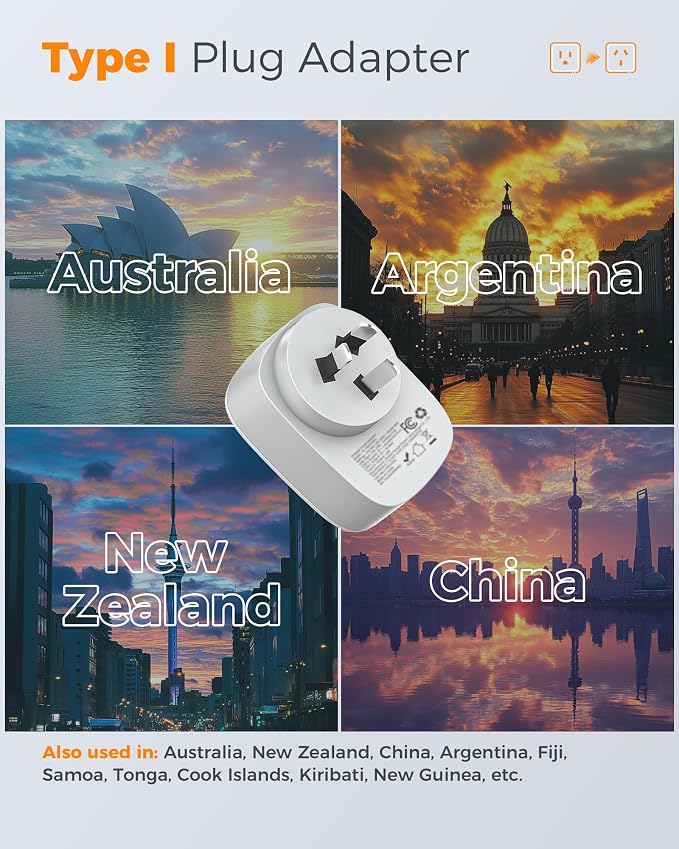 TESSAN Australia New Zealand Power Adapter, 3 Pack, Type I