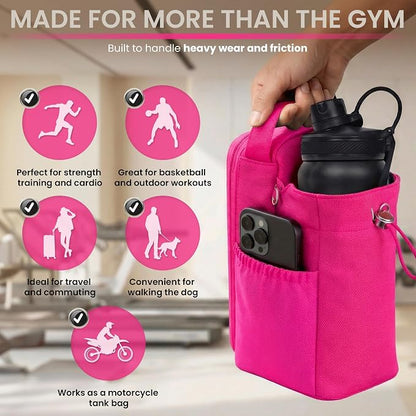 Magnetic Gym Bag Magnetic Gym Water Bottle Bag Water Bottle Holder With Magnet Pocket For Phone Keys Shaker Wallet Crossbody Workout Golf Cart Men Women Pink