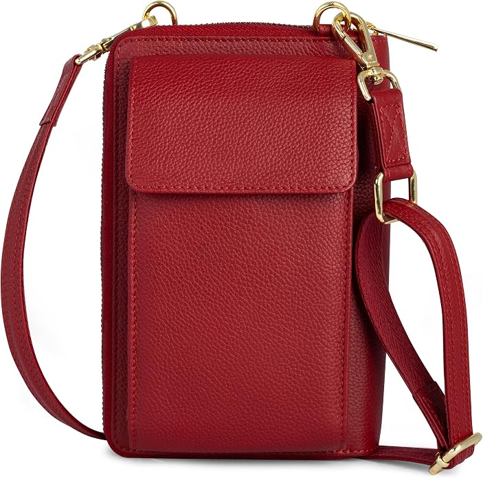BULL GUARD Crossbody Leather Wallet Phone Purse, Anti Theft and RFID Blocking, Elegant Design for Travel