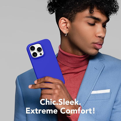 GONEZ for iPhone 15 Pro Max Case Silicone, Compatible with Magsafe, Camera Protector + Screen Protector, Soft Anti-Scratch Microfiber Lining, Liquid Silicone Shockproof Phone Cover, Cobalt Blue