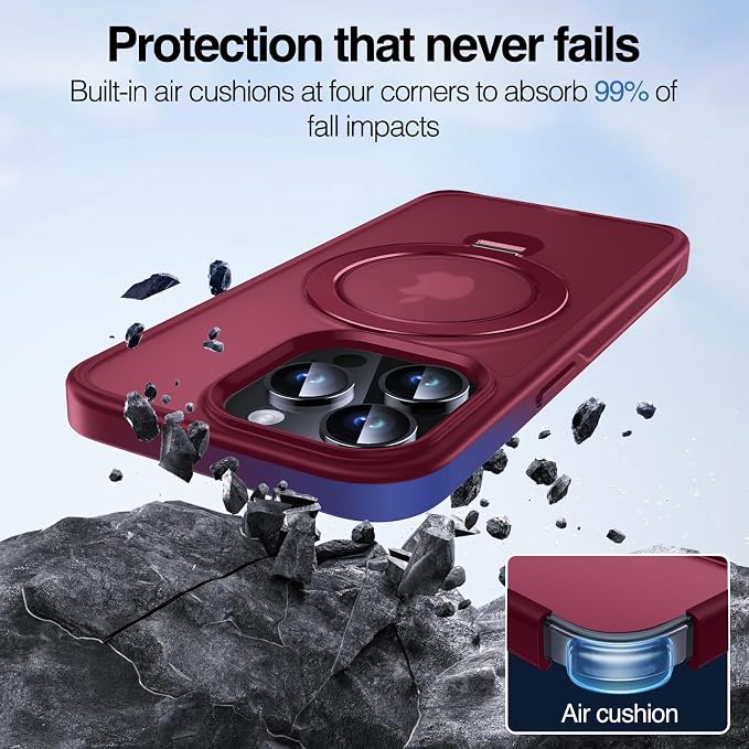 Anqrp 360° All-in-ONE Stand Case for iPhone 13 Pro Case with Rotatable Magnetic Kickstand Ring Holder, Compatible with MagSafe, MIL-Grade Shockproof iPhone 13 Pro Phone Case Cover 6.1 inch, Red