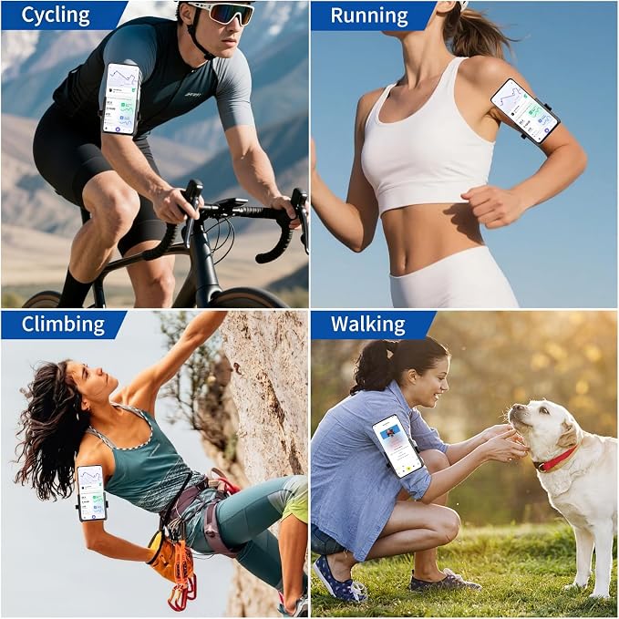 Armband Phone Holder, No Screen Blocking, 360° Rotating Arm Phone Mount, Memory Lock, Quick Release, for Android, iPhone 17/16/15/14/13 Pro Max/Pro/Mini/12/11/SE/Xs/XR/8 Plus, Fits 4–6.7" Phones